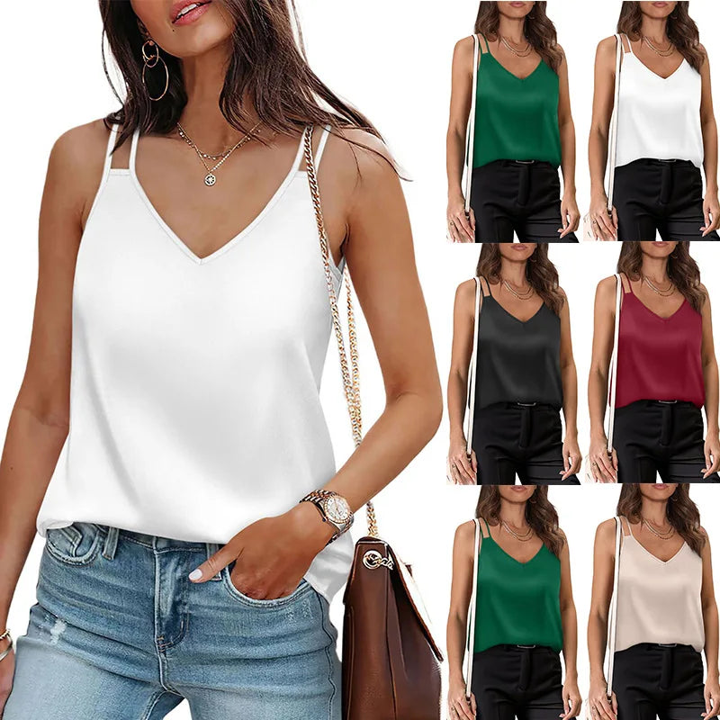 Solid Casual Loose Sleeveless Blouses For Women Fashion Summer Women's Oversized Shirts And Blouses Elegant Youth Female Tops