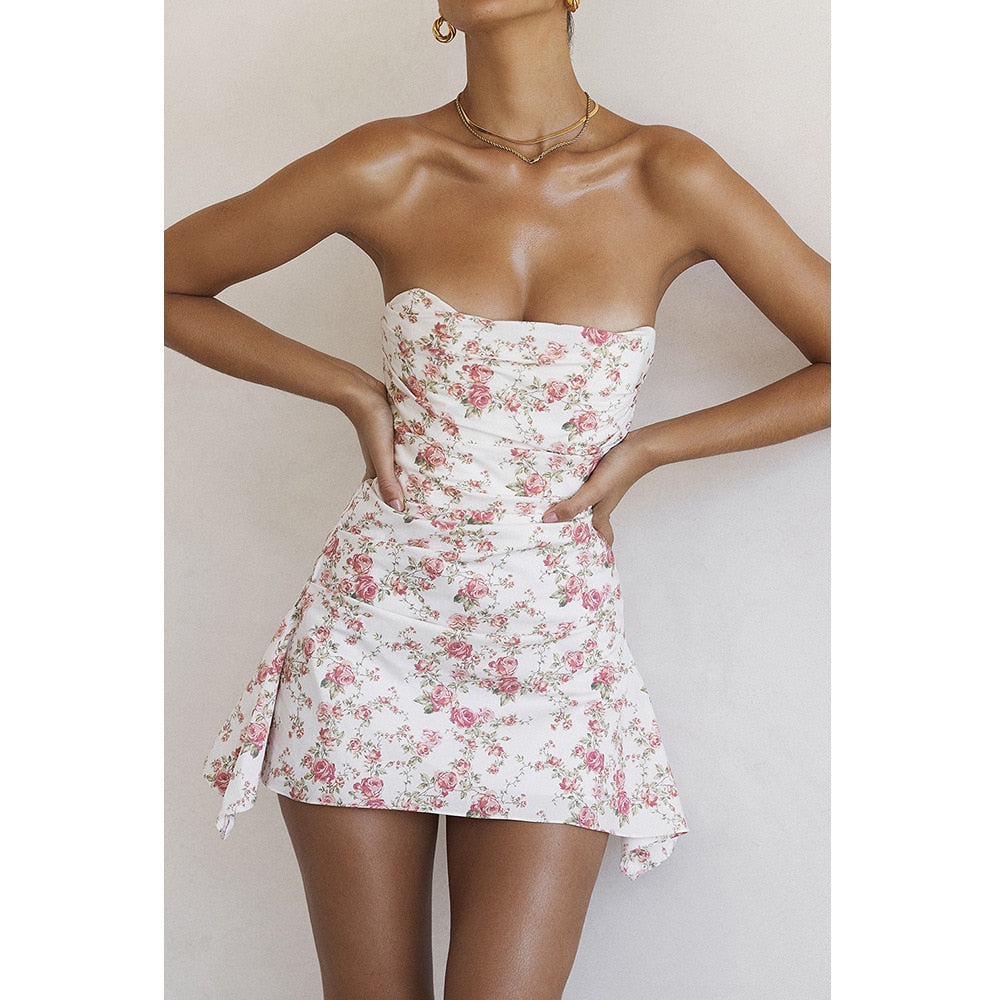 Floral Printing Satin Dress