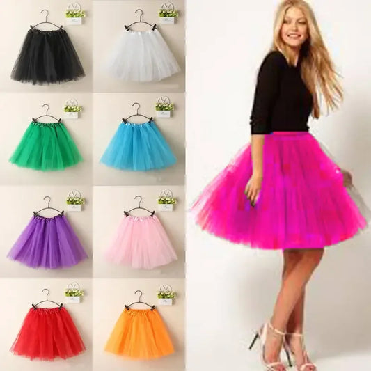 Women Summer Vintage Tulle Skirt Adult Fancy Ballet Dancewear Party Costume Ball Gown Mini Skirt