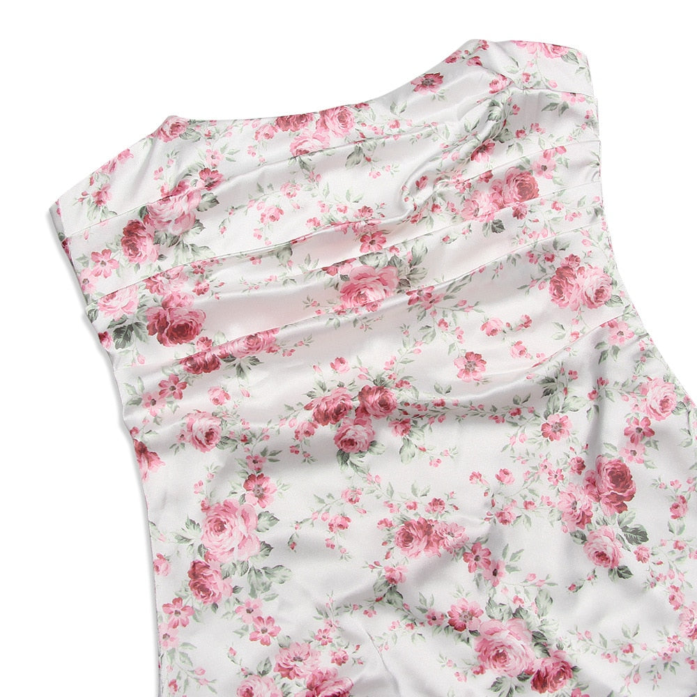 Floral Printing Satin Dress