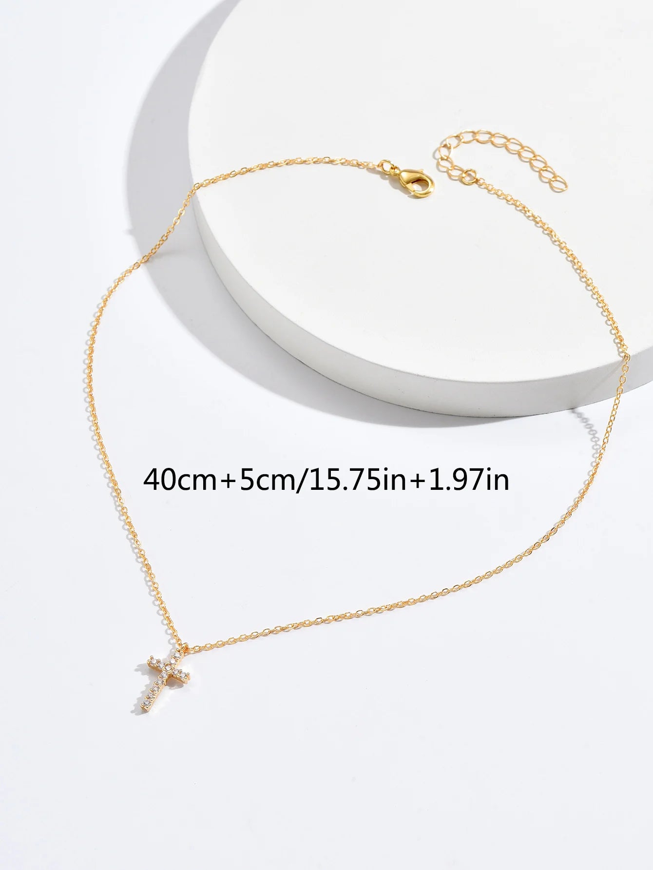 Fashion New Zircon Inlaid Cross Necklace Pendant Jewelry for Women Gold Color Long Clavicle Chain Necklaces