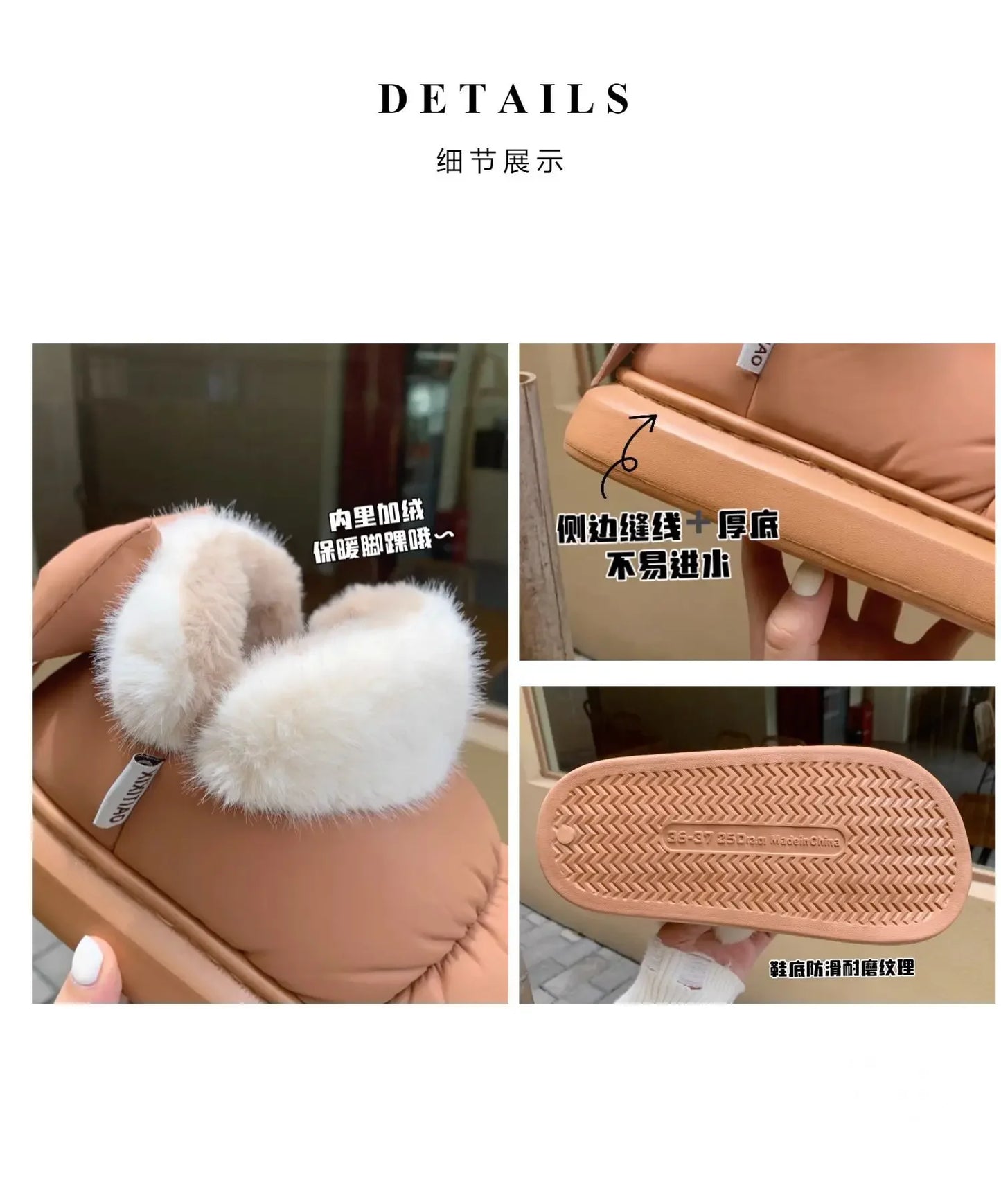 Cute Warm Ankle Boots Winter Women's Bow Warmth Plush Bow Cotton Shoes 2024 New Waterproof Down Cloth Short Barrel Snow Boots