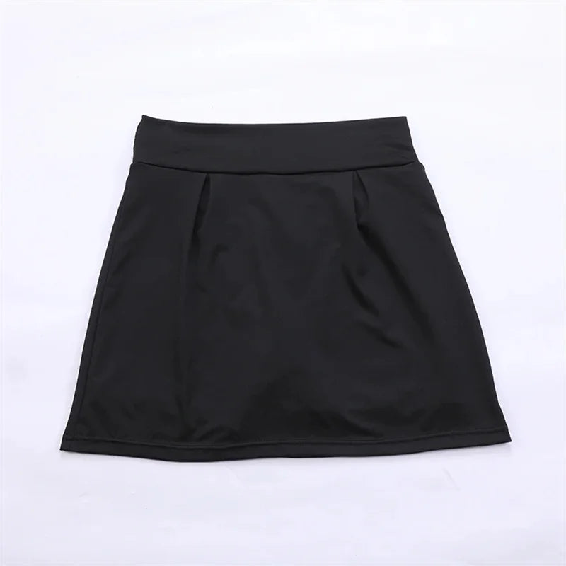 Summer Women Sprints Tennis Dance Fitness Short Skirts Quick Drying Solid Female Lining High Waist Mini Skirts Shorts DF4987